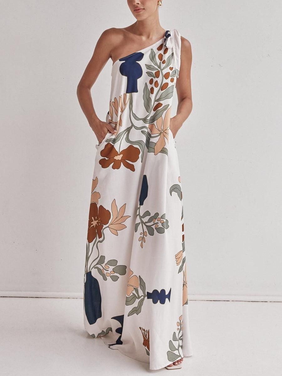 Reyanna™ | Printed One-Shoulder Maxi Dress