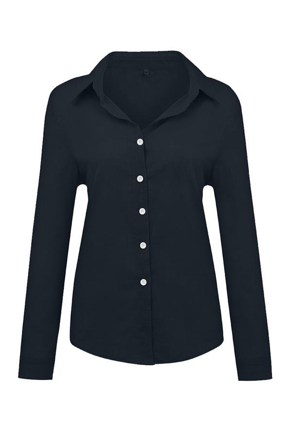 Reyanna™ | Casual Solid Button Shirt Collar Blouse