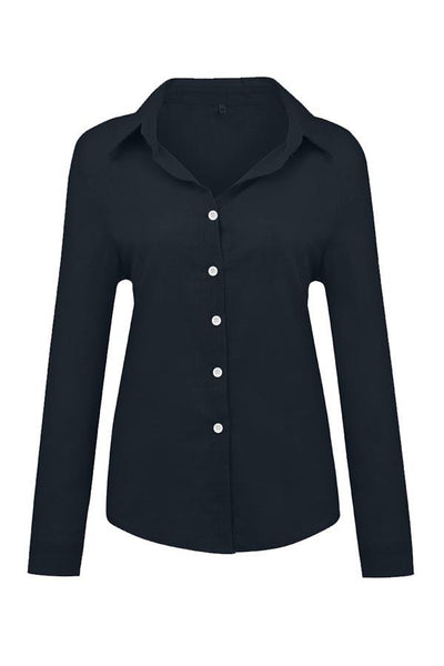 Reyanna™ | Casual Solid Button Shirt Collar Blouse