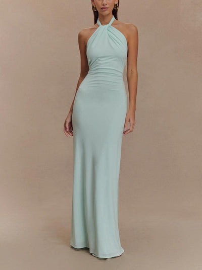 Reyanna™ | Slinky Halter Maxi Dress - Brown