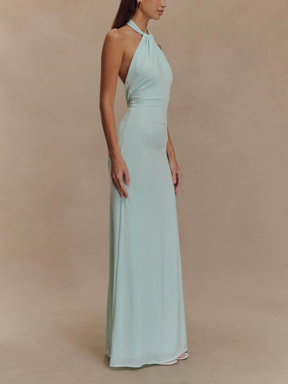 Reyanna™ | Slinky Halter Maxi Dress - Lagoon