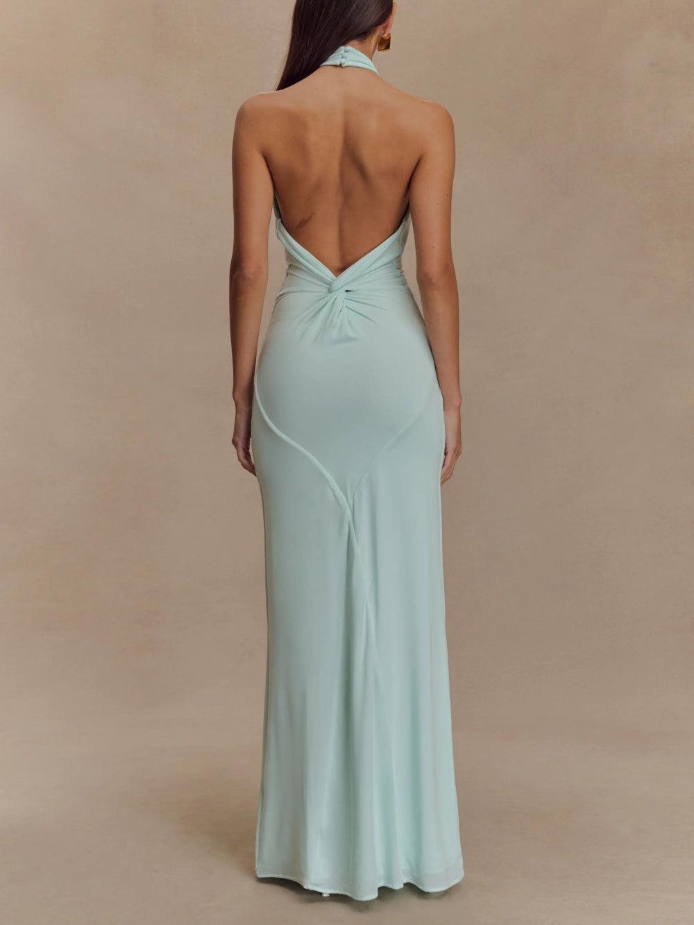 Reyanna™ | Slinky Halter Maxi Dress - Lagoon
