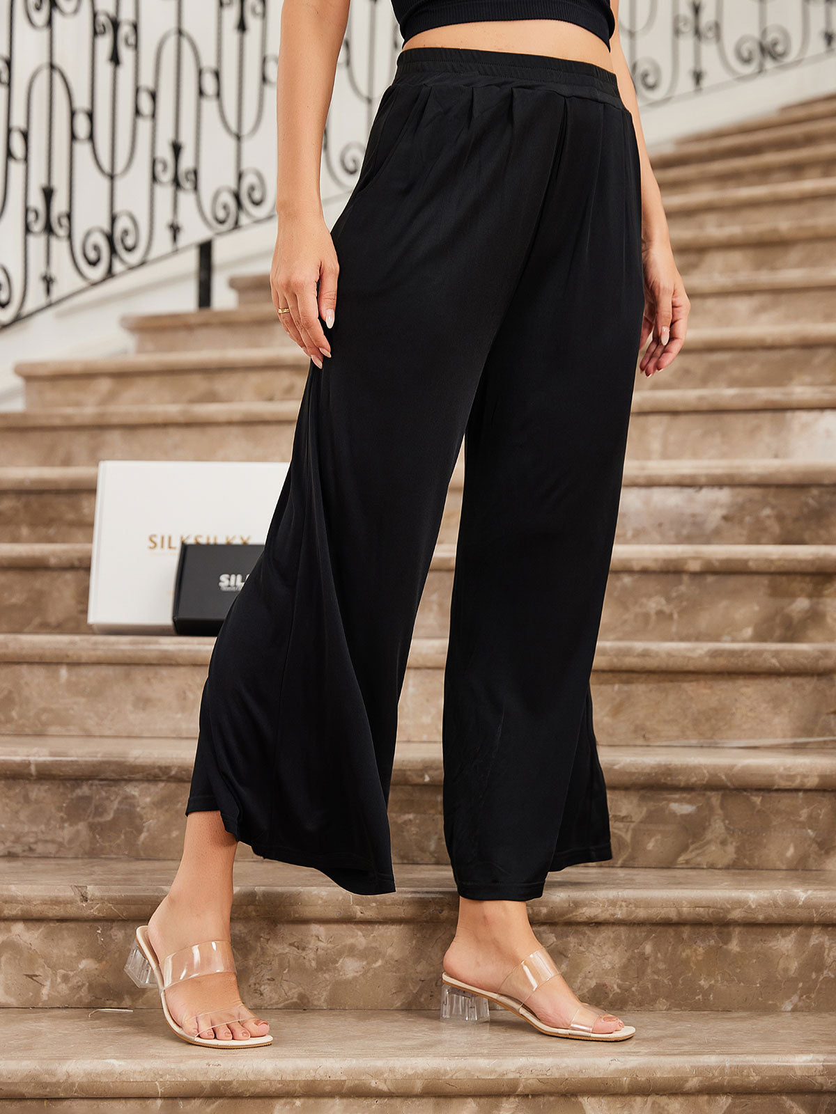 Reyanna™ | Comfortable Wide Leg Sidenstickad Byxor