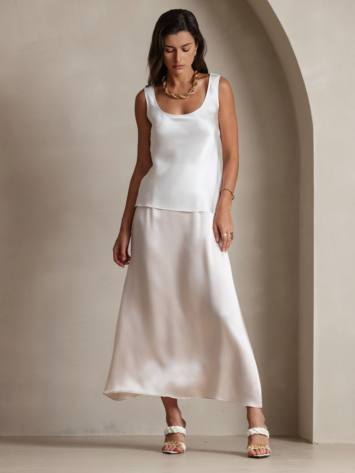 Reyanna™ | Silke U-ringad Axelbands Camiseta Top