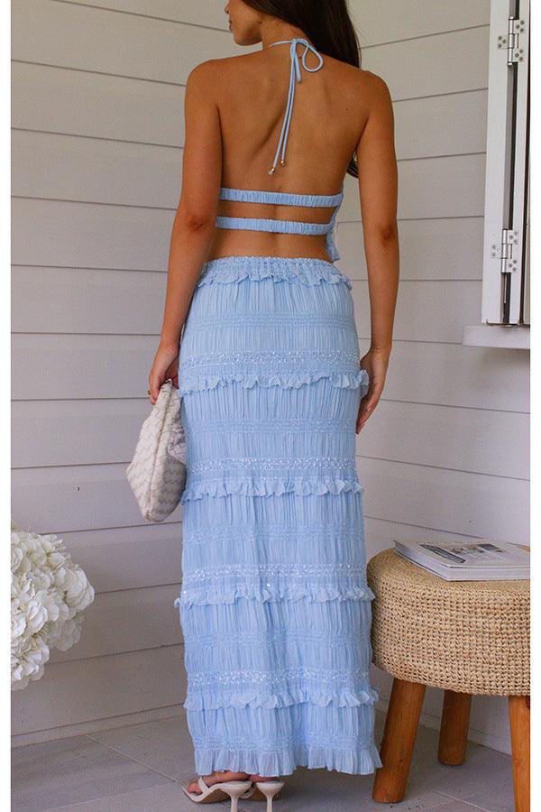 Reyanna™ | Sleeveless chiffon elastic waist two piece suit