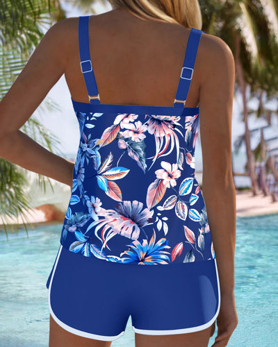 Tankini U-Ringad Ärmlös Mönstrad