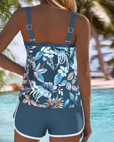 Tankini U-Ringad Ärmlös Mönstrad