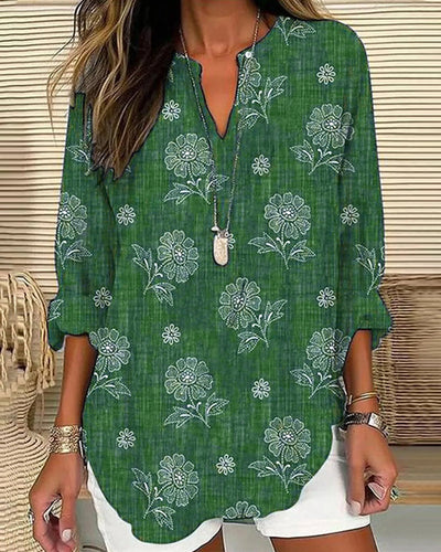 Casual blus med blommönster
