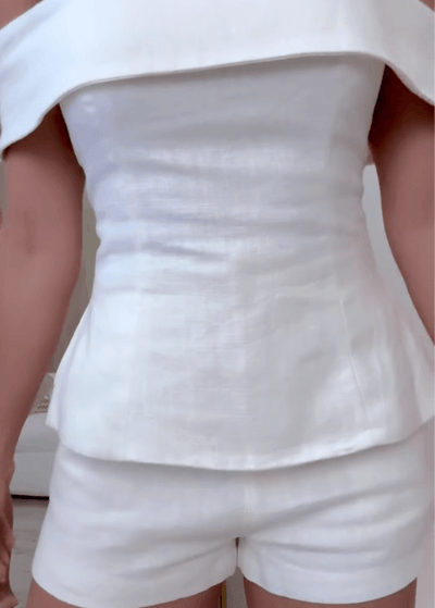 Reyanna™ | White Cotton and Linen Two-piece Suit
