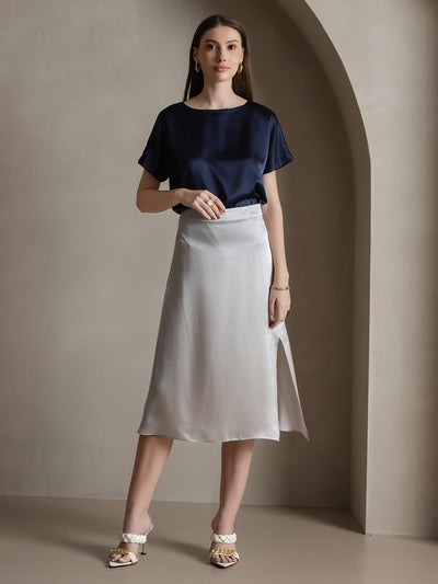 Reyanna™ | Siden Enfärgad Elegant Kjol Med Sprund
