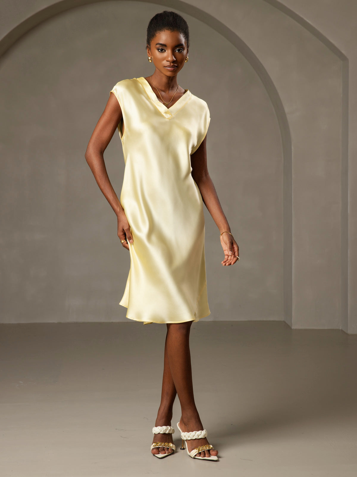 Reyanna™ | Ren Siden Elegant Cap Sleeve Klänning
