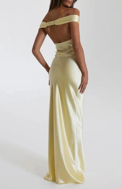 Reyanna™ | Off Shoulder Gown Satin Maxi Dress