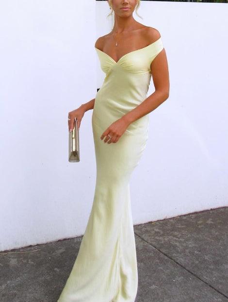 Reyanna™ | Off Shoulder Gown Satin Maxi Dress