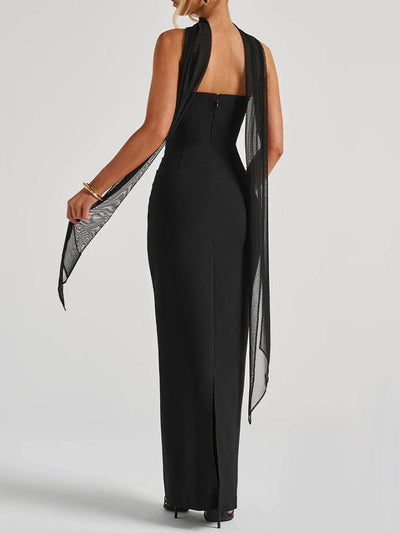 Reyanna™ | Black Waist-tucked Maxi-top Dress