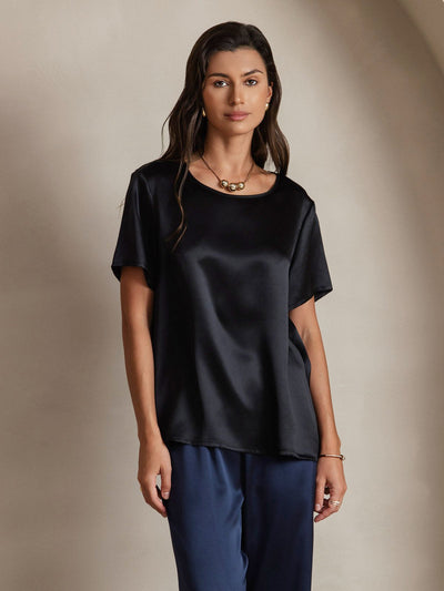 Reyanna™ | Ren siden Kort Ärme T-shirt (byxor ingår ej)