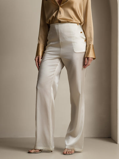 Reyanna™ | Silke Figursydda Knappfickor Kostymbyxor