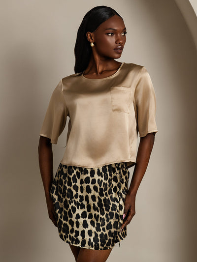 Reyanna™ | Rent Silke Enfärgad Hårärm Dam T-Shirt