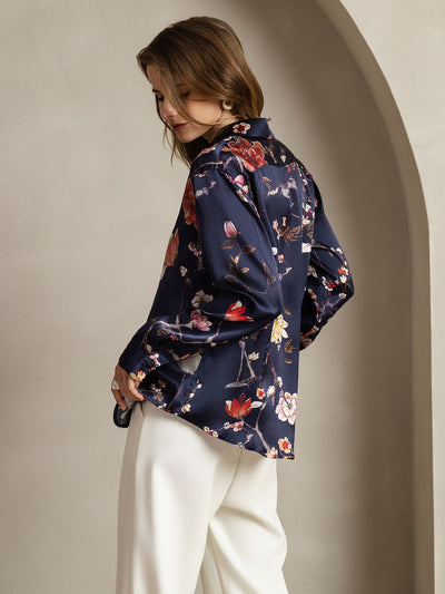 Reyanna™ | Silkesklassisk Militärinspirerad Blus Med Krage