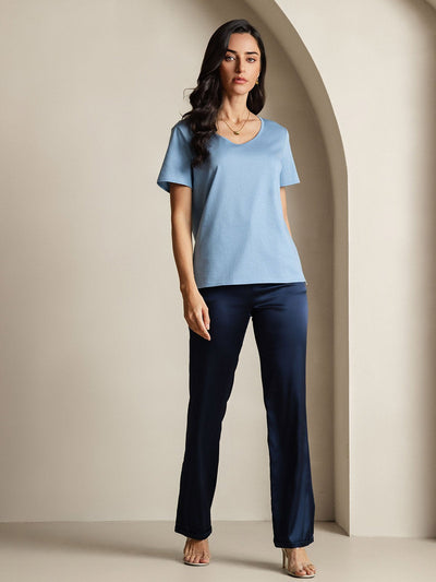 Reyanna™ | Silkeblandning V-ringning Dam T-shirt