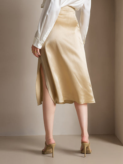 Reyanna™ | Siden Enfärgad Elegant Kjol Med Sprund