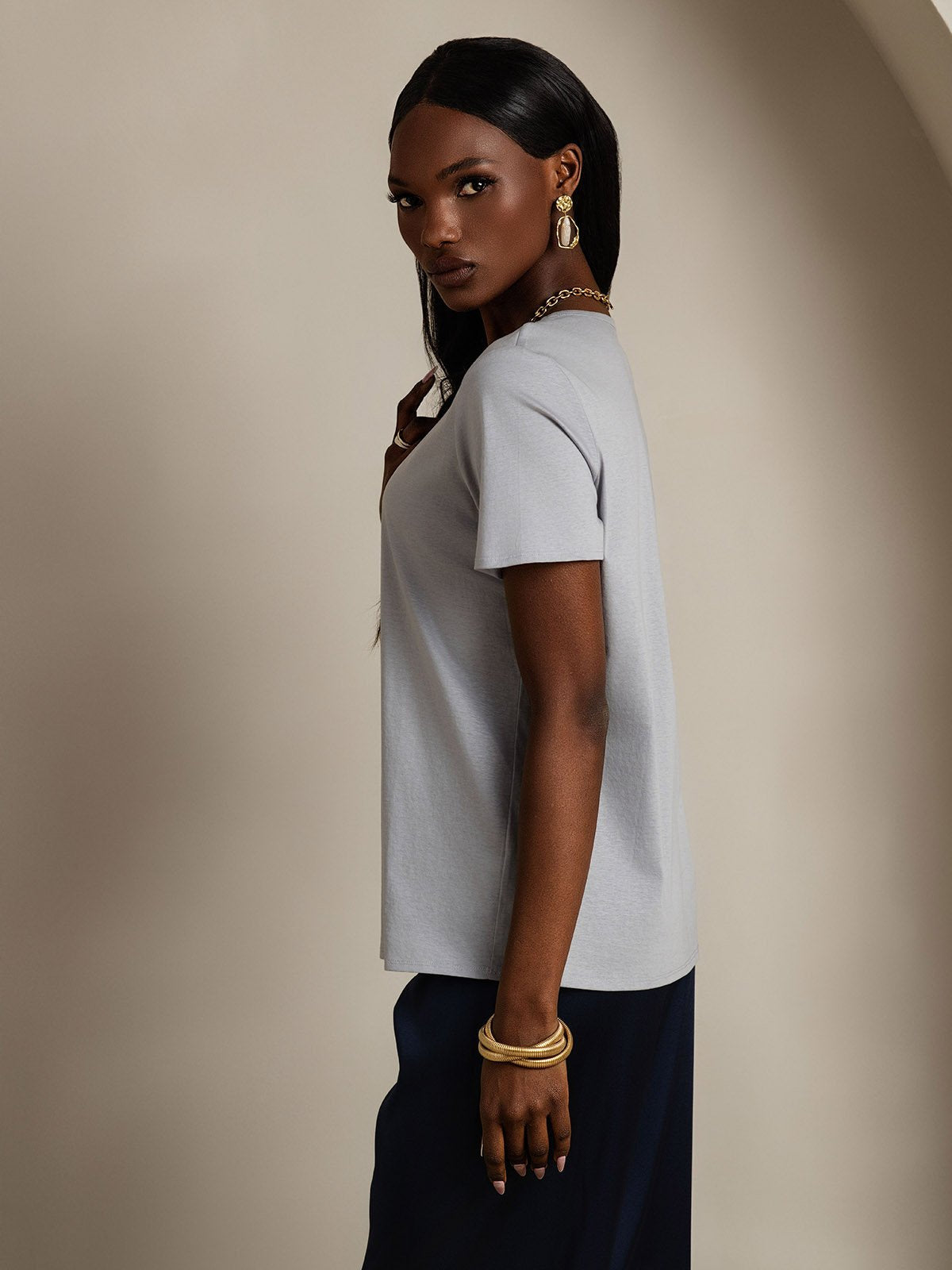 Reyanna™ | Silkeblandning U-ringning Dam T-shirt