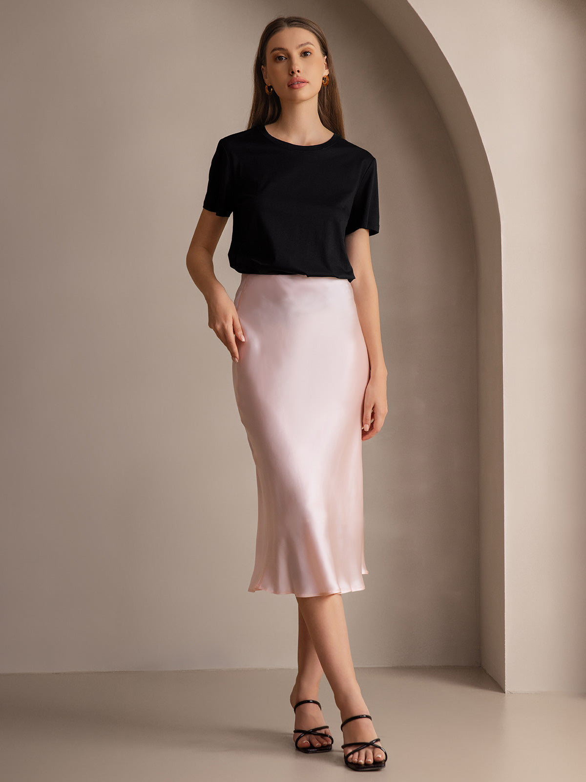 Reyanna™ | Silke Stickad Bas Rund Hals T-Shirt