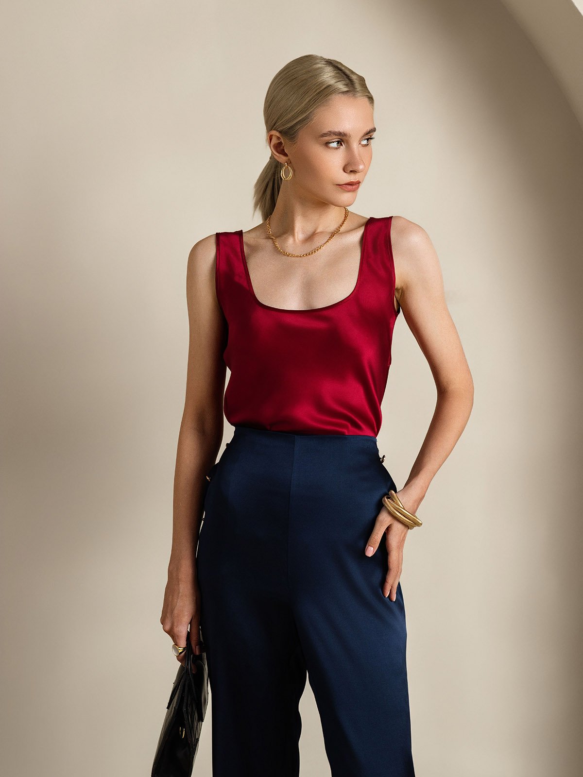 Reyanna™ | Silke U-ringad Axelbands Camiseta Top