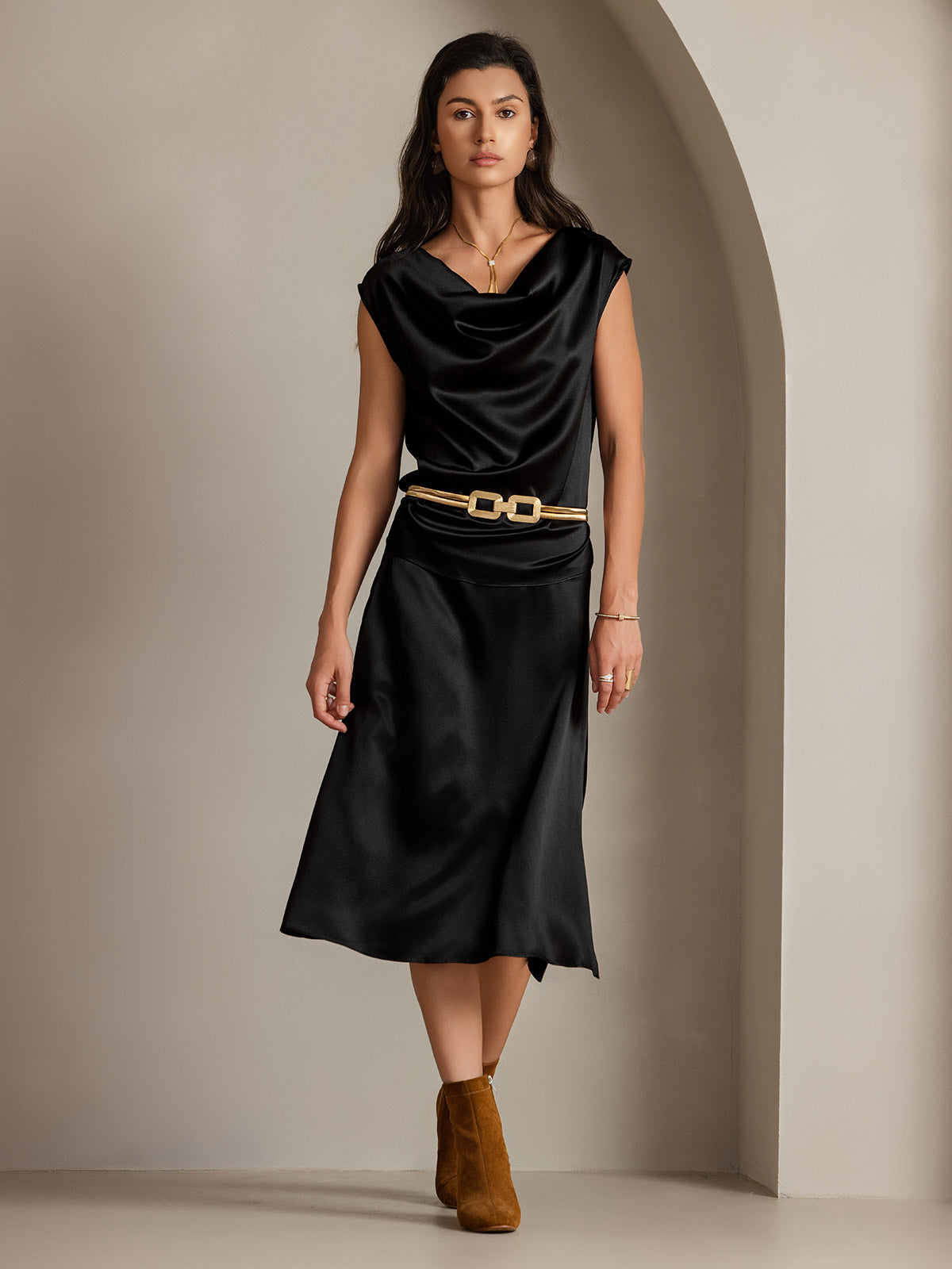 Reyanna™ | Siden Enfärgad Elegant Kjol Med Sprund