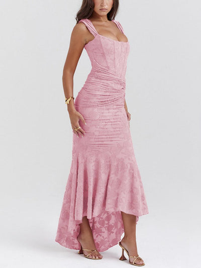 Reyanna™ | Light Pink bell floral maxi dress