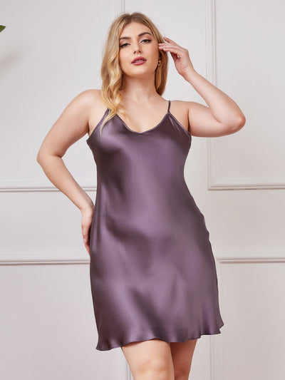 Reyanna™ | Plusstorlekar Ren Siden Sexig Chemise Nattklänning