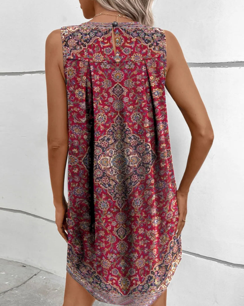 Boho tankklänning med geometriskt tryck