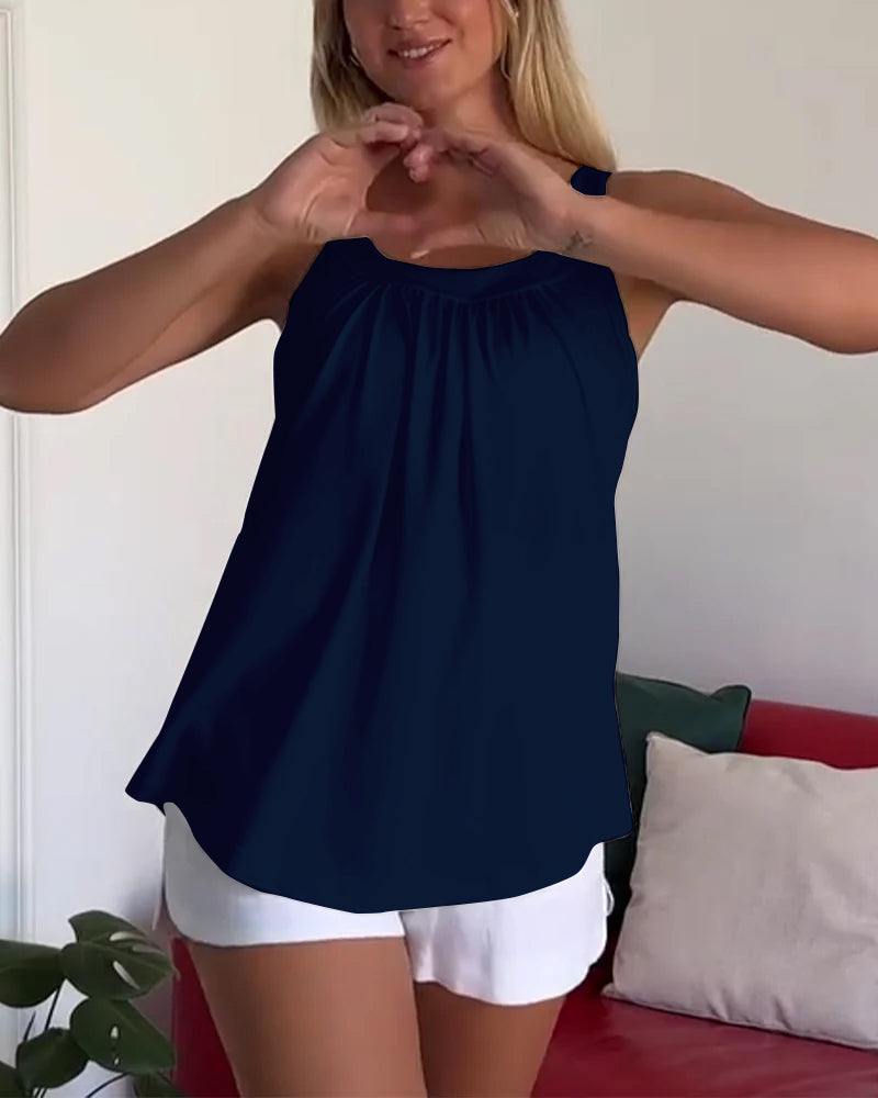 Tank Top Axelbandslös Plisserad Enfärgad