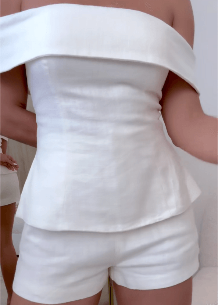Reyanna™ | White Cotton and Linen Two-piece Suit
