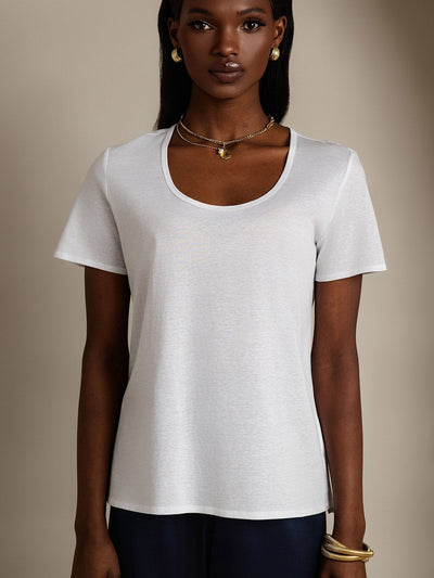 Reyanna™ | Silkeblandning U-ringning Dam T-shirt