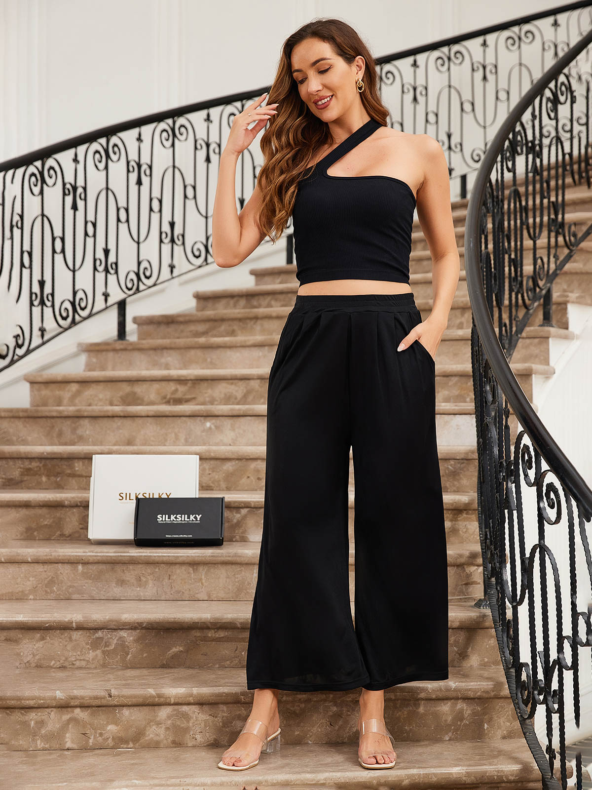 Reyanna™ | Comfortable Wide Leg Sidenstickad Byxor