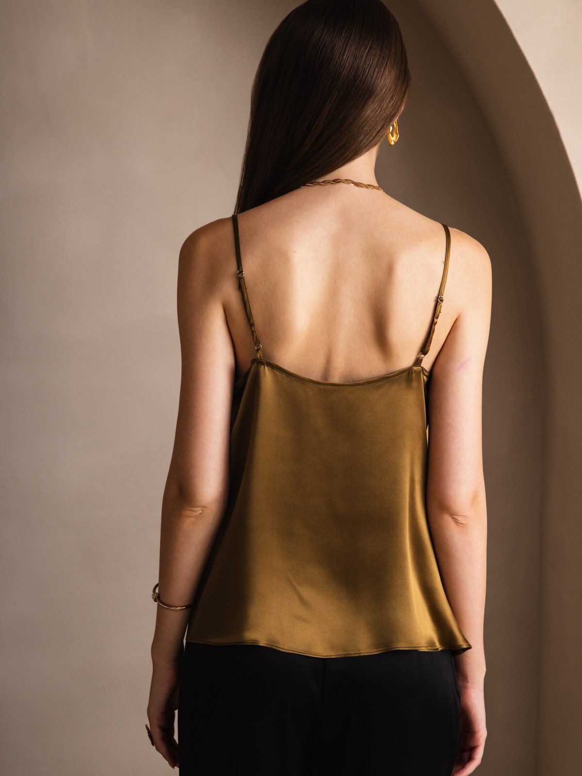 Reyanna™ | Silke Tunna Axelband Draperad Halsringning CamisoleTop