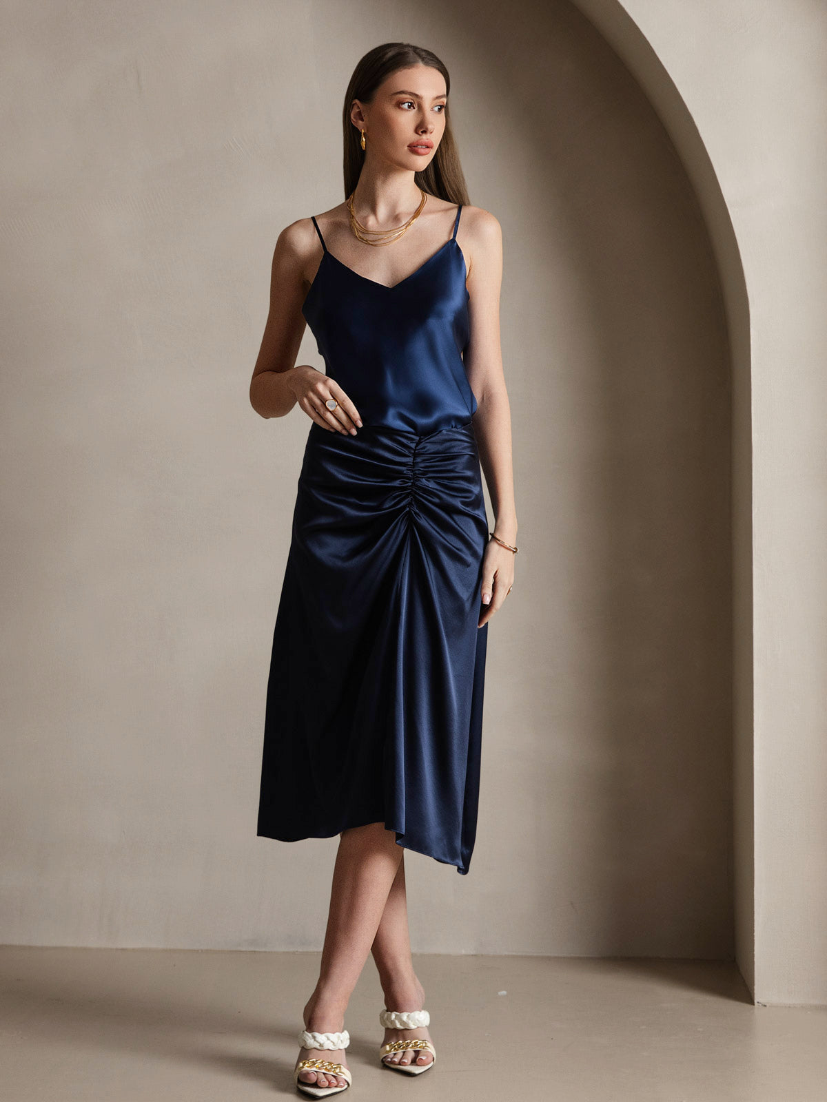 Reyanna™ | V-ringning Ren Silke Spaghettiband Camisole-linne