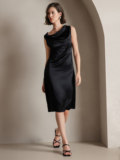 Reyanna™ | Siden elegant cowl-neck ärmlös klänning
