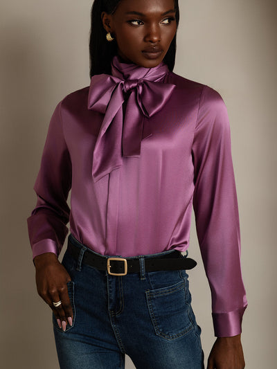 Reyanna™ | Dambasic Blus I 19 Momme Siden Med Knutkrage