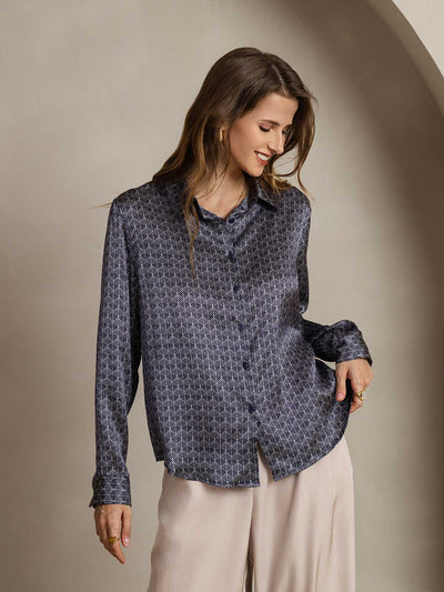 Reyanna™ | Silkesklassisk Militärinspirerad Blus Med Krage