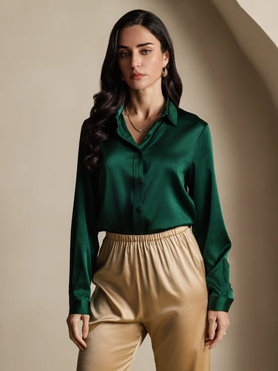 Dam 19 Momme Mulberry Silke Elegant Långärmad Skjorta