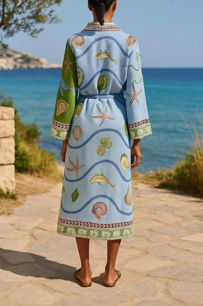 Reyanna™ | Belted Printed Twill Midi Shirt Dress