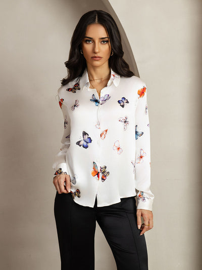 Reyanna™ | Silkesklassisk Militärinspirerad Blus Med Krage