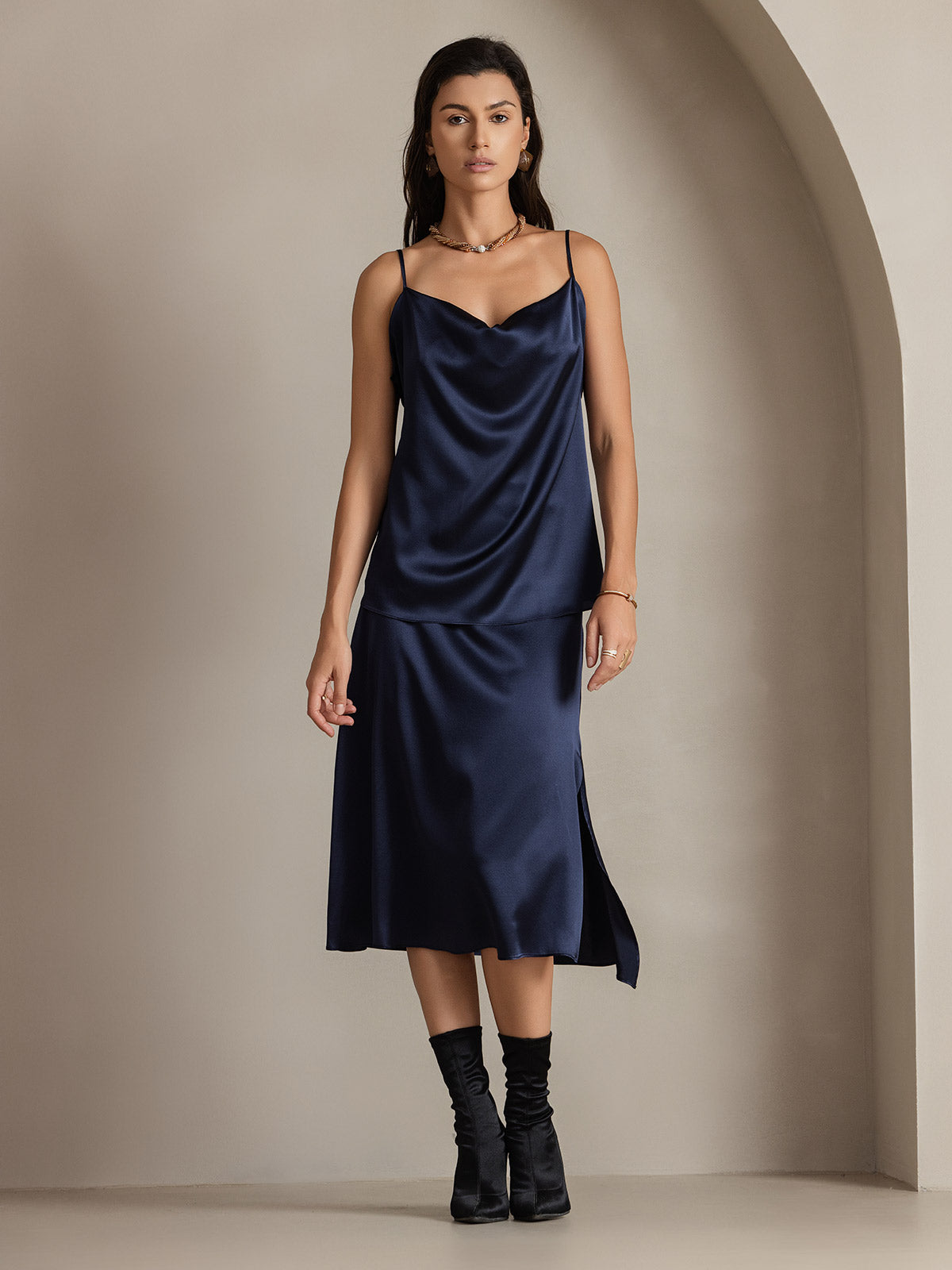 Reyanna™ | Siden Enfärgad Elegant Kjol Med Sprund