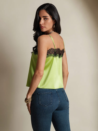 Reyanna™ |Silke Spaghetti Rem Spetsdetaljer Cami Toppar