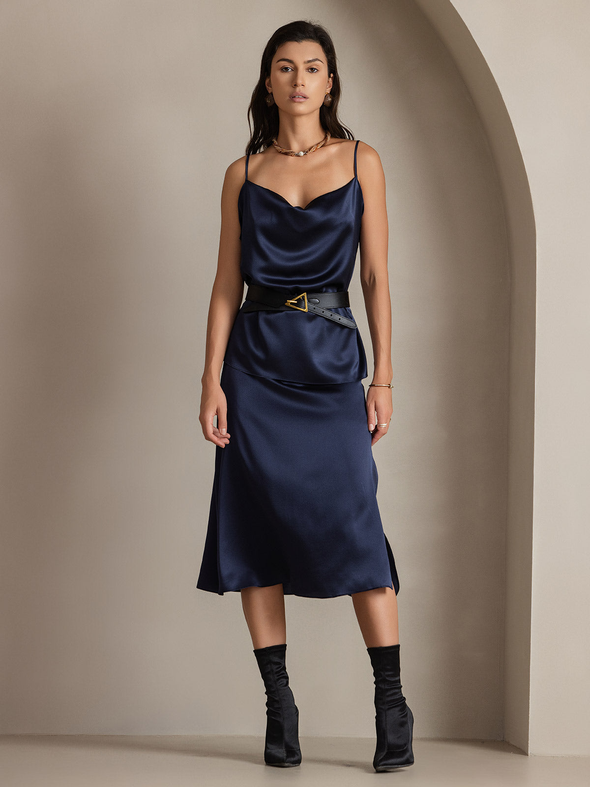 Reyanna™ | Siden Enfärgad Elegant Kjol Med Sprund