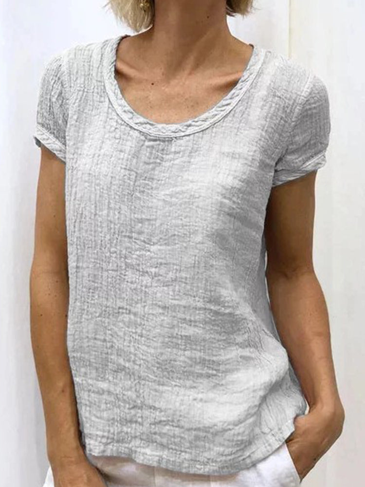 Reyanna™ | Vintag Reound Neck Cotton and Linen Casual Shirt