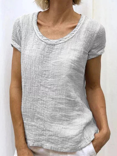 Reyanna™ | Vintag Reound Neck Cotton and Linen Casual Shirt