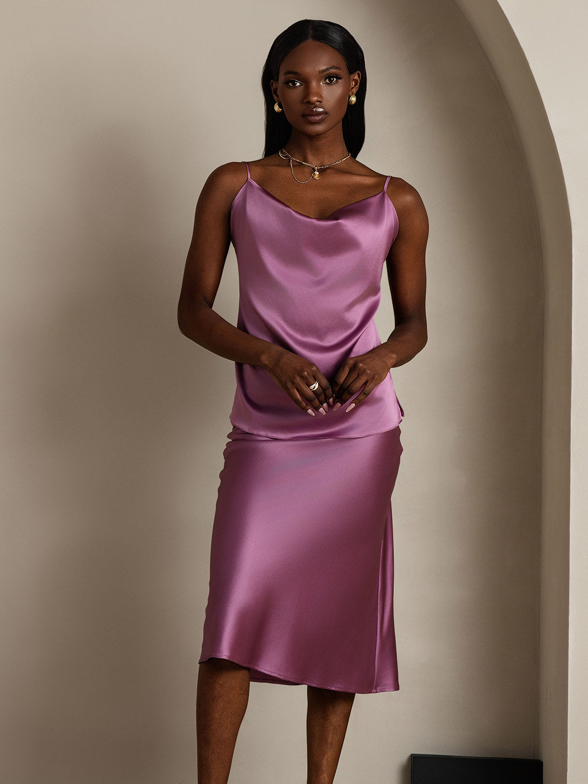 Reyanna™ | Silke Tunna Axelband Draperad Halsringning CamisoleTop