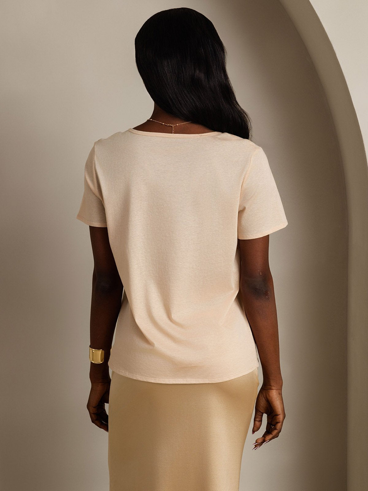 Reyanna™ | Silkeblandning V-ringning Dam T-shirt